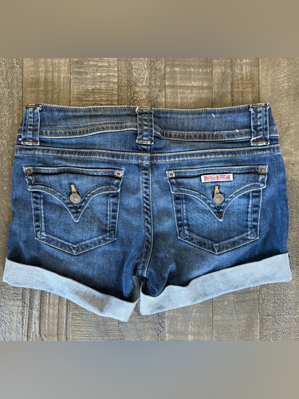 Hudson Ruby Denim Shorts Cuffed Mid Thigh Stretch Jean Short Flap Pocket Size 27 - Picture 4 of 9